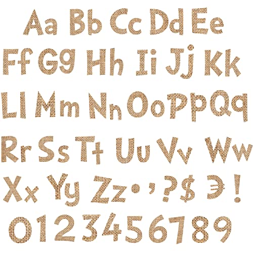 Tenare 134 Pieces 5 Inch Bulletin Board Letters Alphabet Numbers Letters Combo Set Cutouts for Bulletin Board Display Home Back to School Decor(Burlap Style) - style: Burlap Style