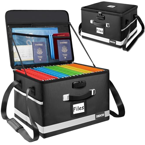 Upgraded Fireproof File Box with Stay-Open Straps, Fireproof Document Box with Lock, Portable File Organizer Filing Cabinet with Handles for Hanging Letter/Legal Folder, 15.5" x 12.3" x 10.5" - size: 15.5" x 12.3" x 10.5", style: Black 1 Pack-3300°F Box w