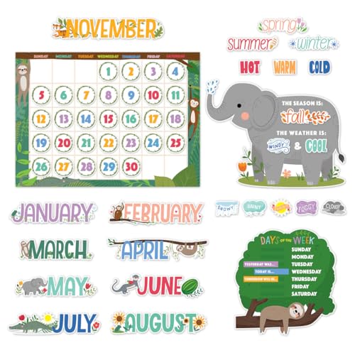 CTP Jungle Friends Calendar Set Bulletin Board Top Classroom Decorating Accents (Creative Teaching Press 10919) - color: Jungle Friends