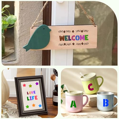 80Pcs Letter Stencils Alphabet and Number Stencil for Painting Reusable Small Alphabet Stencil for Crafts Letter Drawing Stencils on Wall DIY Art Project Rock Fabric Chalkboard(80,1Inch&2Inch) - size: 1Inch&2Inch
