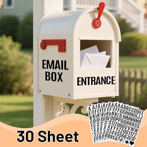 2940 Pcs Letter Stickers Vinyl Mailbox Numbers and Letters, 30 Sheets Small Alphabet Number Stickers Self-Adhesive Waterproof Sticker Letters for Window Vehicle Bulletin Poster Board (Black,1 Inch) - color: Black, size: 1 Inch