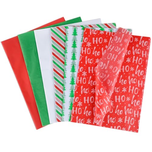 NEBURORA 60 Sheets Christmas Tissue Paper 20 x 14 Inch Xmas Wrapping Tissue Paper for Merry Christmas Holiday Party Decorations Gift Bags DIY Crafts - color: red, green and white