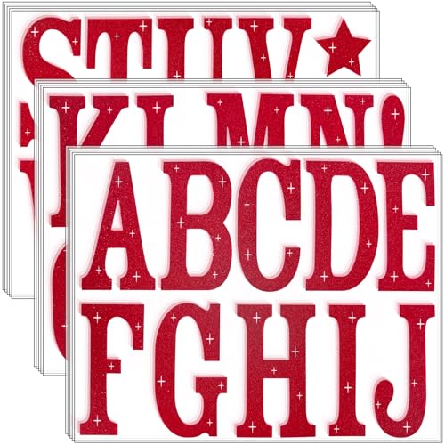 Glitter Bulletin Board Letters 155 Pieces 4 Inch Letter Stickers for Poster Board Stick on Letters for Bulletin Board Display Home School Classroom Decor(Red) - color: Red