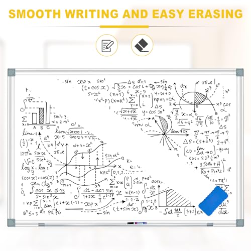 H-Qprobd Magnetic Dry Erase White Board, Dry Erase Board for Wall 48" X 36" Aluminum Frame, Hanging Whiteboard for Home, School, Office, Kitchen