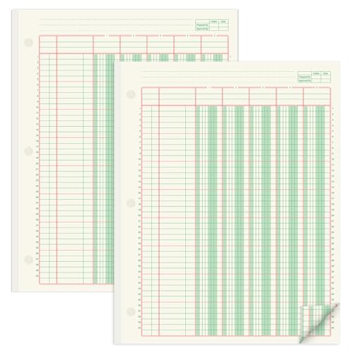gisgfim 2 Pads 100 Sheets Columnar Analysis Pad 3 Hole Punch Accounting Ledger Book 8-1/2 x 11 Ledger Paper Pad Double Page Format Columnar Pads for Business Bookkeeping & Data(5 Column Ledger) - style: 5 Column Ledger