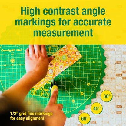 Omnigrid 360 Rotating Self-Healing Cutting Mat, 14 Inch Precision Fabric Cutting Mat with Durable Surface for Quilting, Sewing & Crafts - style: 14"