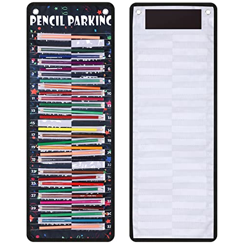 Sabary Pencil Parking Pocket for Classroom,Hanging Pencil Holder Wall Organization Numbered pencils Dispenser with Magnetic Strip Grommets for Back to School Student Essentials(Vivid) - style: Vivid