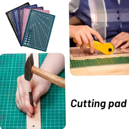 A3/A4/A5 Double-Sided Grid Cutting Mat, Stain-Resistant Craft Board with Angle Guide for Scrapbooking, Sewing, Quilting & Art Projects - color: A4 Blue