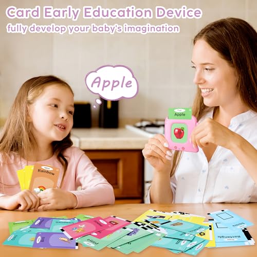 Talking Flash Cards,Kids Toddler Flash Cards with 240 Sight Words,Montessori Toys,Autism Sensory Toys,Speech Therapy Toys,Learning Educational Gifts for Age 4 5 6Years Old Boys and Girls - style: Dinosaur Pink