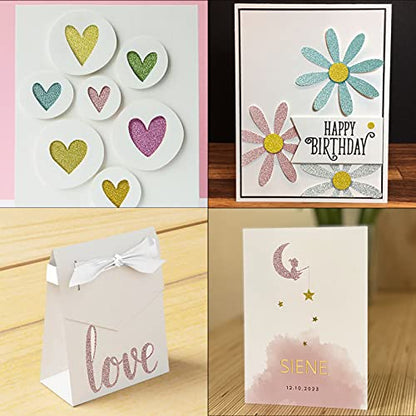 Simetufy Glitter Cardstock, 40 Sheets in 20 Colors, A4 Premium Cardstock for Cricut, Crafts and DIY Projects, Sparkly Paper for Card Making, 250 GSM
