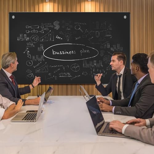 Magnetic Glass Blackboard - Glass Dry Erase Board 48"x96" Large Frameless Board for Walls Office School and Home,Black - color: Black, size: 48" x 96"