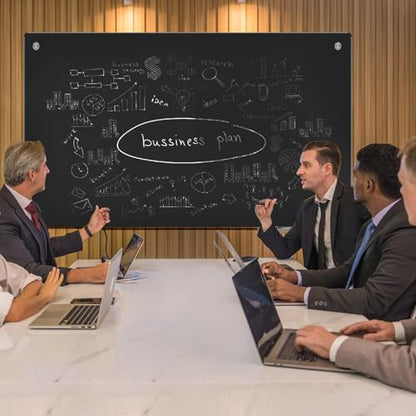 Magnetic Glass Blackboard - Glass Dry Erase Board 48"x96" Large Frameless Board for Walls Office School and Home,Black - color: Black, size: 48" x 96"
