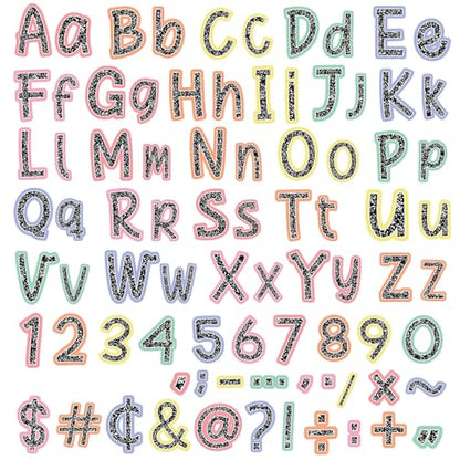 260 PCS Bulletin Board Letters for Classroom 4” Letters Combo Pack Set Pastel Composition Classroom Decorations Alphabet Numbers Symbols Letters for Bulletin Board Cutouts Card Decor - style: Pastel Composition