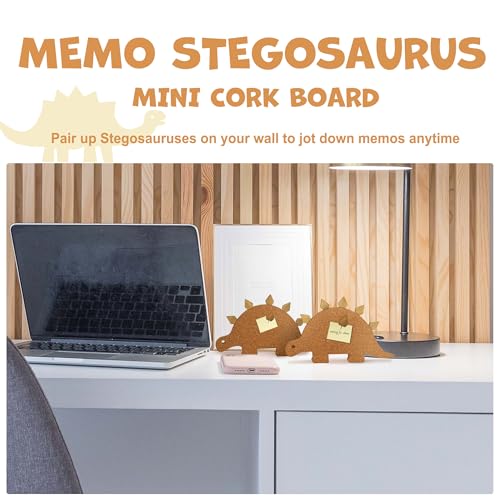 YOBRO Cork Board Set - Cactus & Dinosaur Push Pins Wall Organizer | Memo Bulletin Board with Easy Peel-Stick Mount | Fun Office & Kids Room Decor (Stegosaurus Design) - style: Stegosaurus Design