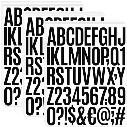 1500 Pcs Letter Stickers Vinyl Mailbox Numbers and Letters, 30 Sheets Large Alphabet Number Stickers Self-Adhesive Waterproof Sticker Letters for Window Vehicle Bulletin Poster Board (Black, 2 Inch) - color: Black, size: 2 Inch