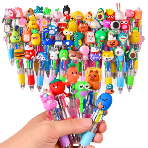 60Pcs Mini Multicolor Pens in One 4-in-1, Cute Pens Bulk for Party Favors, Back To School Gifts Delightful Ballpoint Pen Classroom Prizes - style: 60pcs-2