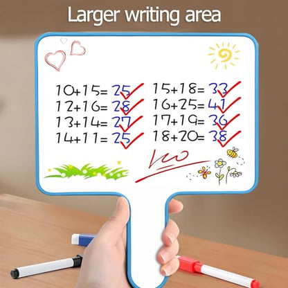 Dry Erase Paddles Handheld with Erasers Portable Double Sided Whiteboard Answer Board Auction Paddles for Students Teachers Classroom Office (Blue) - color: Blue