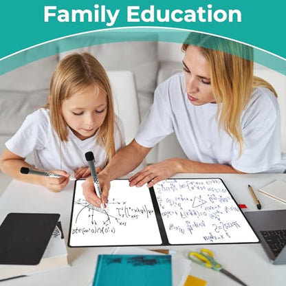 Double-Sided Whiteboard, 12" x 9", Double-A4 Pink | Portable, 3 Markers Included, Eraser Included, Red Elastic Pen Tray, Dry Erase - size: Double-A4 Pink