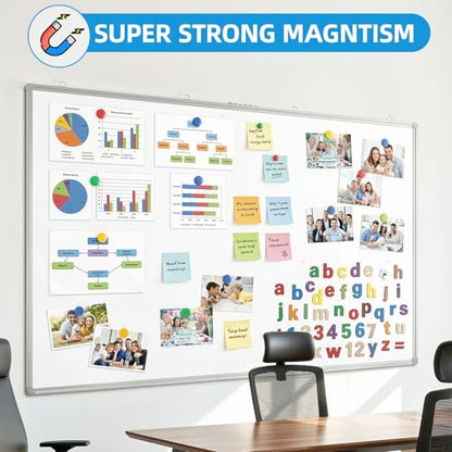 VOWNER 72"x48" Magnetic Dry Erase Board for Wall,Hanging Mounted Whiteboard with Silver Aluminum Frame, Includes Eraser, Tray and Magnets,Large Foldable Portable Whiteboard for Home, Office, School
