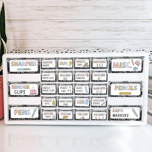 42 Pieces Teacher Toolbox Labels Tool Box Storage Label Classroom Supply Decor for Back to School Teachers Classroom Organization (Colorful Composition) - style: Colorful composition