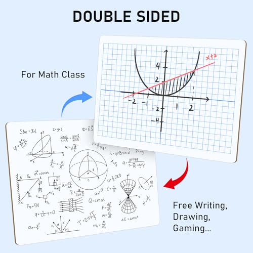 16 Pack Dry Erase XY Axis Graph Lap Boards 9'' x 12'' Double Sided White Boards Math Student White Boards Small Dry Erase Board with 20 Pens and 16 Erasers for School Classroom Supplies