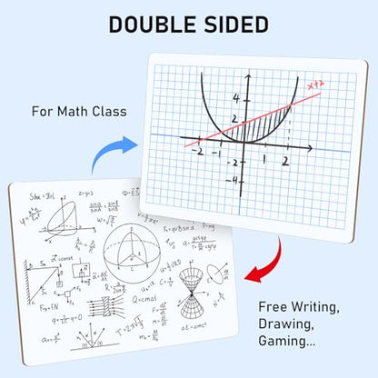 16 Pack Dry Erase XY Axis Graph Lap Boards 9'' x 12'' Double Sided White Boards Math Student White Boards Small Dry Erase Board with 20 Pens and 16 Erasers for School Classroom Supplies