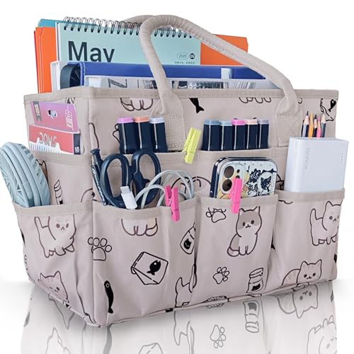Cupohus Craft Organizer Tote Bag – Art Organizer, Craft Caddy with Multiple Pockets, Large Capacity Supply Storage Bag for Sewing, Knitting, Painting, and Travel (Pet Prints) - color: Pet Prints