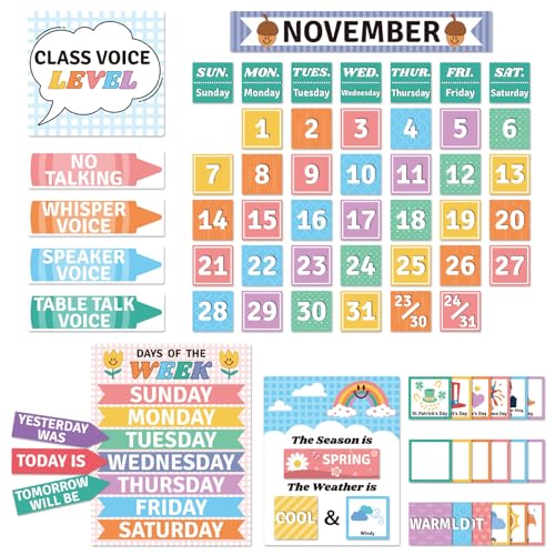 Classroom Calendar Set Bulletin Board Decor, School Calendar For Classroom Elementary & Preschool|Teacher Created Resources Cool for School Calendar Bulletin Board