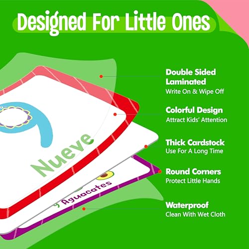 4 Spanish Learning Flipbooks, Double-Sided Printed Mini Book Set, Alphabet A-Z, Number 1-20, Feelings and Emotions, Shapes and Colors Mini Board Books Set, Early Educational Tool for Kids - style: Spanish Learning