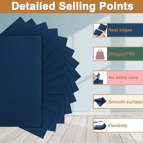 Silunkia 300 Sheets Navy Blue Cardstock 8.5 x 11 Crafts Paper, 75lb Heavyweight Dark Blue Paper Card Stock for Cards Making, Menus, Office Printer, Greeting Cards, Wedding Invitations - color: Navy Blue, size: 300 Sheets