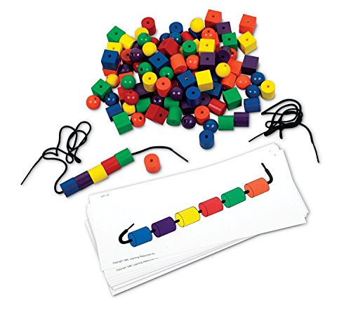 Learning Resources Beads and Patterns Card Set, Lacing Beads, 130 Pieces Ages 3+ - style: Beads