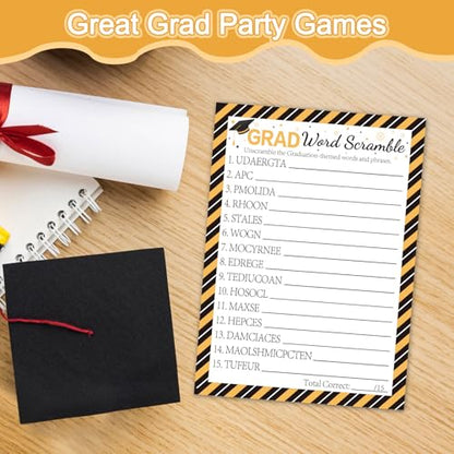 COCHIE 30 Players Class of 2026 Graduation Party Games, Graduation Pattern Words Pictionary Game, Word Scramble Guess Game with Answer Key, Grad Parties Supplies Favor (Grad Pictionary) - style: Grad Pictionary