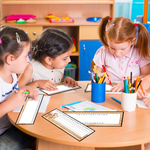 FYSUIMU 40 Pcs Woodland Friends Nameplate Woodland Animal Alphabet Name Tag Stickers Jungle Safari Forest Cartoon Back to School Self-Adhesive Name Label Decals for Students Teacher Desk Classroom