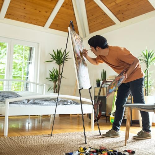 PUJIANG 6 Pack Easel for Display, Foldable Easel Stand, Metal Easels for Displaying Pictures, 63" Easels for Signs Wedding Poster Sign Holder, Art Easel for Painting with Case
