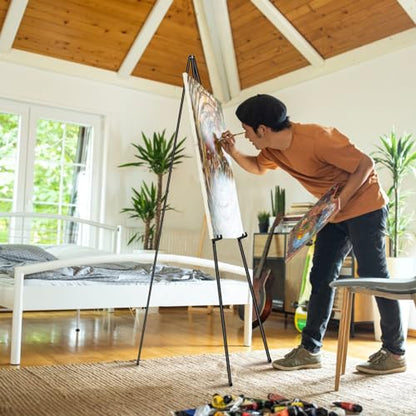PUJIANG 6 Pack Easel for Display, Foldable Easel Stand, Metal Easels for Displaying Pictures, 63" Easels for Signs Wedding Poster Sign Holder, Art Easel for Painting with Case
