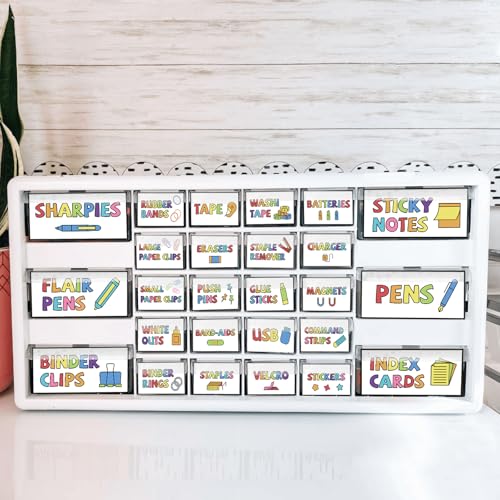 42 Pieces Teacher Toolbox Labels Tool Box Storage Label Classroom Supply Decor for Back to School Teachers Classroom Organization (Colorful) - style: Colorful