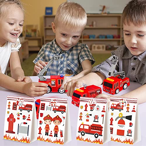 24pcs Firetruck Goodie Bags Fire Truck Birthday Party Supplies Firefighter Party Supplies Firetruck Birthday Decorations - style: firetruck
