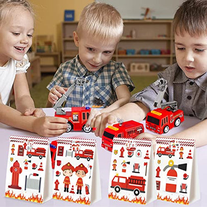 24pcs Firetruck Goodie Bags Fire Truck Birthday Party Supplies Firefighter Party Supplies Firetruck Birthday Decorations - style: firetruck
