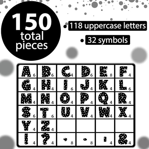 150 PCS Large 7" Bulletin Board Letters Set, Black White Polka Dots Classroom Alphabet Cutout Letter for Bulletin Board Display Home School Class, A Great Helper to Inspire Students' Learning Interest - style: black & white dots