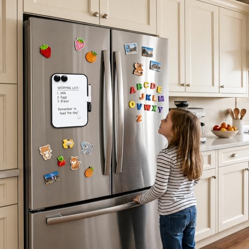 6" X 8" Small White Board with Erasable Markers and 2 Magnets(Black) | ABS frame, magnetic board—smooth surface; easy to write on and erase—mini whiteboard for kitchen, school lockers, and offices - color: Black
