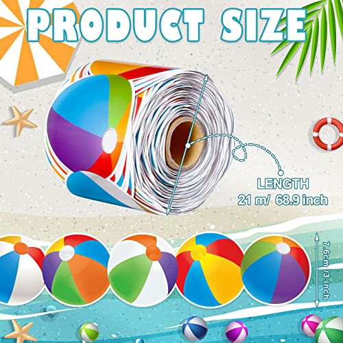 Panelee Summer Beach Ball Border 68.9 Feet Bulletin Board Border Butterflies Flowers Bee Space Inspirational Cute Decor for Classroom Bulletin Boards Chalkboard Wall Decor - style: Ball