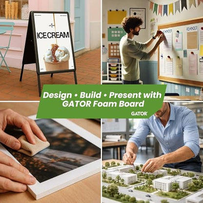 Gator Foam Board 24 x 36 x 3/16" – 3 Pack – Rigid Lightweight Gatorfoam Panel – Smooth Surface for Signs, Mounting & Displays – Professional Graphic Arts & Exhibit Board – Black - color: Black - 3 Pack