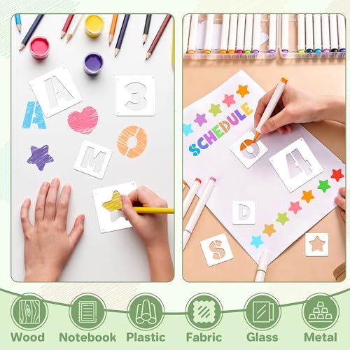 80Pcs Letter Stencils Alphabet and Number Stencil for Painting Reusable Small Alphabet Stencil for Crafts Letter Drawing Stencils on Wall DIY Art Project Rock Fabric Chalkboard(80,1Inch&2Inch) - size: 1Inch&2Inch