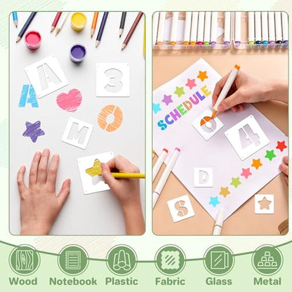 80Pcs Letter Stencils Alphabet and Number Stencil for Painting Reusable Small Alphabet Stencil for Crafts Letter Drawing Stencils on Wall DIY Art Project Rock Fabric Chalkboard(80,1Inch&2Inch) - size: 1Inch&2Inch