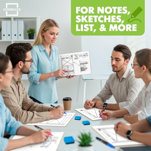 Scribbledo Small Dry Erase Boards for Students, 6 Pack 9 x 12 Double Sided White Boards with 6 Erasers, Student White Boards for Classroom, Personal Whiteboards for Kids, Mini Lap Boards - style: Set of 6 Boards & 6 Erasers