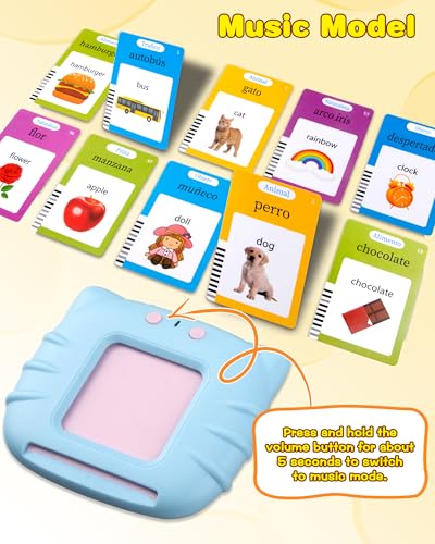 510 Words Spanish Flash Cards for Kids, Autism Toys for Toddlers 2-3 Years Old, Speech Therapy Toys, Educational Learning Flash Cards for Boys and Girls Blue(Spanish/English/Bilingual) - style: Spanish 510 Words (Blue)