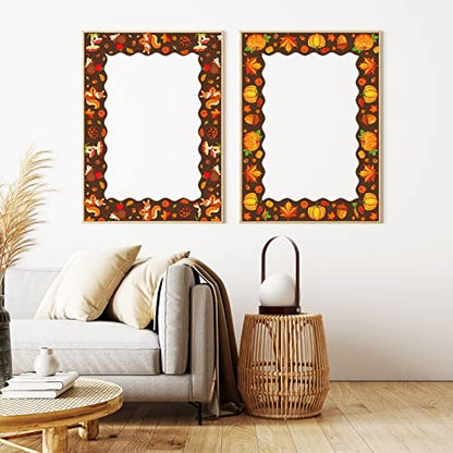 Whaline 82Ft Seasonal Bulletin Board Borders 8 Designs Scalloped Border Trim Teachers Classroom Blackboard Decor for Spring Summer Autumn Winter School Office Party Decoration, 72 Pcs