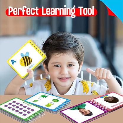 4 Spanish Learning Flipbooks, Double-Sided Printed Mini Book Set, Alphabet A-Z, Number 1-20, Feelings and Emotions, Shapes and Colors Mini Board Books Set, Early Educational Tool for Kids - style: Spanish Learning