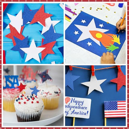 60 Sheets Red White Blue Cardstock 8.5x11 Card Stocks Patriotic Glitter Scrapbook Paper 4th of July Red Blue Construction Paper for Crafts Invitation Cards Home School Office Patriotic Party Supplies - color: Red White Blue