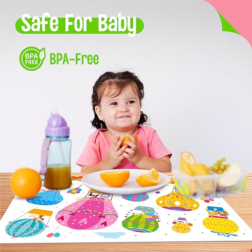 6 Pack Placemats for Kids, Non-Slip Washable Dining Mats, Reusable Cat-Themed Table Mats for Home, Kindergarten, Classroom, Nursery - style: Cat